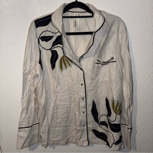 Anthropologie Kenzie Parrott Graphic Pajama Sleep Set Pants Bottoms Size M - Picture 3 of 6